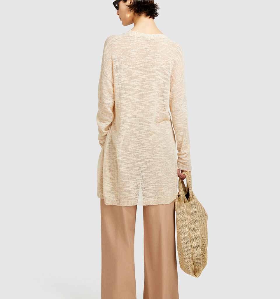 Long cardigan - women's cardigans - Beige | Sisley image number 3